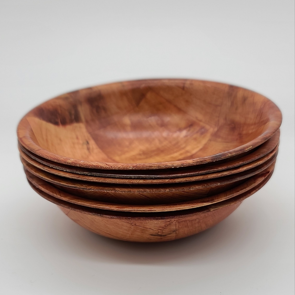 Woven Wood 6" Salad/Soup Bowls Serving Food Versatile Natural Look.